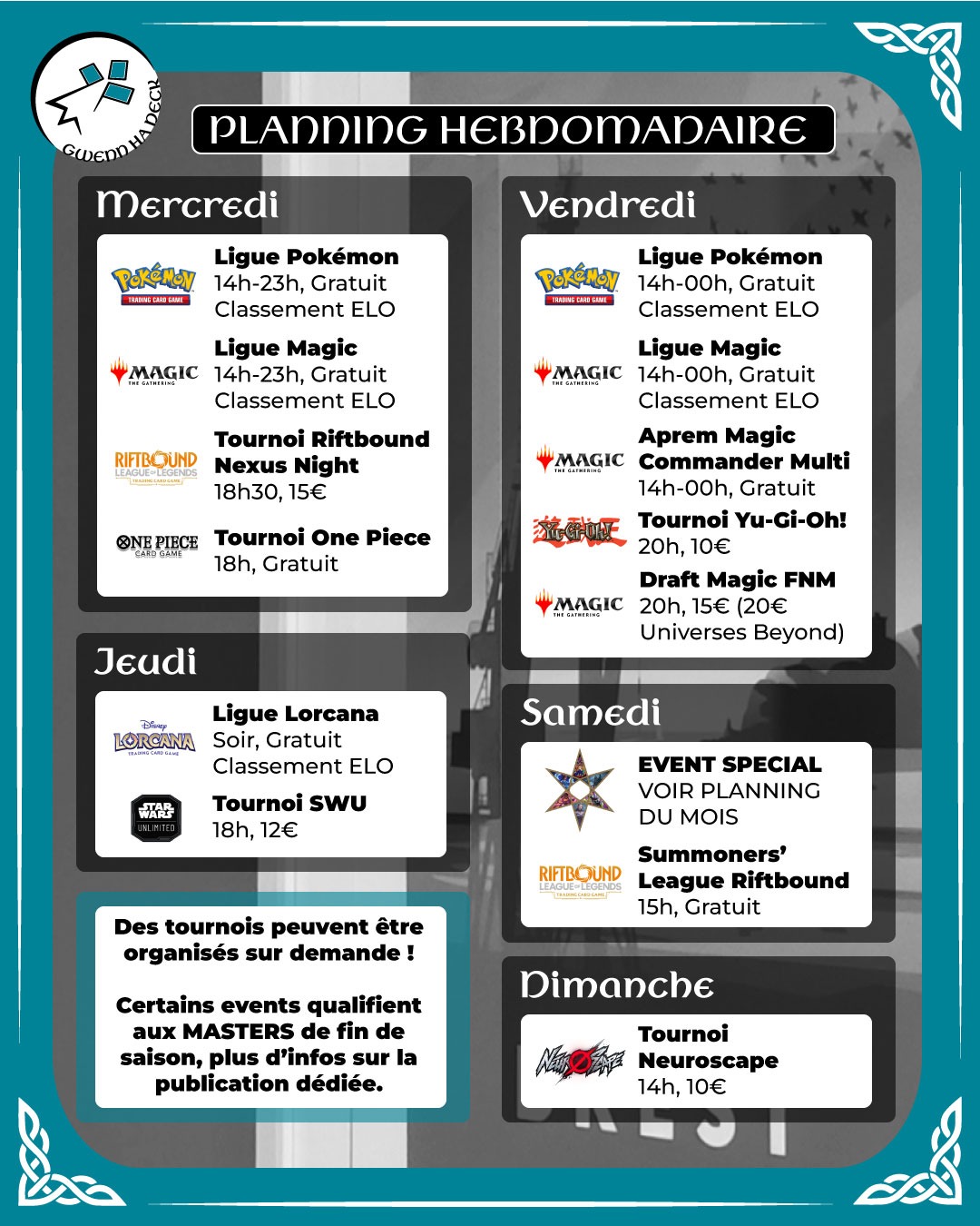 Événements réguliers Gwenn Ha Deck
